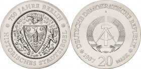 Gedenkmünzen
 20 Mark 1987. Stadtsiegel Jaeger 1617 Stempelglanz/fast Stempelglanz