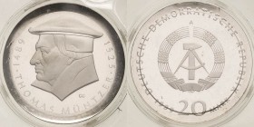 Gedenkmünzen Polierte Platte
 20 Mark 1989. Müntzer. In Kapsel und original eigeschweißt Jaeger 1624 Polierte Platte