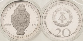 Gedenkmünzen Polierte Platte
 20 Mark 1990. Schlüter. In Kapsel und original eingeschweißt Jaeger 1634 Polierte Platte