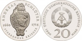 Gedenkmünzen Polierte Platte
 20 Mark 1990. Schlüter. Lose in Kapsel Jaeger 1634 Polierte Platte
