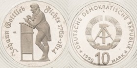 Gedenkmünzen Polierte Platte
 10 Mark 1990. Fichte. Im verplombten Originaletui Jaeger 1636 Polierte Platte