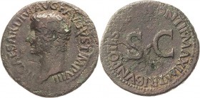 Kaiserzeit
Tiberius 14-37 As 22/23, Rom Kopf nach links, TI CAESAR DIVI AVG F AVGVST IMP VIII / SC, PONTIF MAXIM TRIBUN POTEST XXIIII RIC 44 C. 29 Ka...