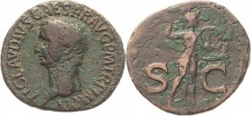 Kaiserzeit
Claudius 41-54 As 42/43, Rom Kopf nach links, TI CLAVDIVS CAESAR AVG PM TRP IMP III PP / Minerva steht mit Speer nach rechts, SC RIC 116 C...
