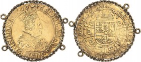 Belgien-Brabant
Philipp IV. von Spanien 1621-1665 2 Souverain d'or 1646, Hand-Antwerpen In zeitgenössischer Fassung mit vier Seitenösen Delmonte 169 ...