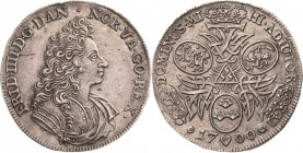 Dänemark
Frederik IV. 1699-1730 Krone (4 Mark) 1700, Kopenhagen Mit Wahlspruch DOMINVS MIHI ADIVTOR (= Der Herr ist mein Helfer) Hede 36 Selten. Aver...