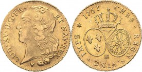 Frankreich
Ludwig XV. 1715-1774 Doppelter Louis d'or au bandeau 1761, BB-Straßburg Gadoury 346 Duplessy 1642 Droulers 718 Friedberg 463 GOLD. 16.26 g...
