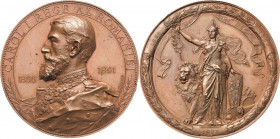 Rumänien
Karl I. 1866-1914 Bronzemedaille 1891 (A. Scharff) 25-jähriges Regierungsjubiläum. Brustbild mit großer Ordensdekoration nach links / Romani...