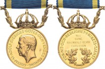 Schweden
Gustaf VI. Adolf 1950-1973 Goldene Verdienstmedaille 1966. Mit Gravur: TILL SUNE RAGNVALD ELVIR CARLSSON Kopf des Königs nach links / Kranz ...