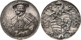 Habsburg
Ferdinand I. 1521-1564 Große versilberte Bronzegussmedaille 1539 (H. Reinhart d. Ä.) Brustbild des Königs l. mit rundem Hut, Vlies an Band u...
