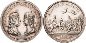 Habsburg
Maria Theresia 1740-1780 Silbermedaille 1751 (unsigniert) Besuch des Kaiserpaares in den ungarischen Bergwerken. Brustbilder des Kaiserpaare...