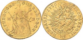 Habsburg
Maria Theresia 1740-1780 Dukat 1756, KB-Kremnitz Eypeltauer 238 Huszar 1653 Friedberg 180 GOLD. 3.44 g. Kl. Henkelspur, sehr schön