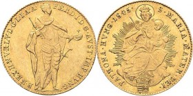 Kaiserreich Österreich
Ferdinand I. 1835-1848 Dukat 1845, Kremnitz Jaeger 253 Schlumberger 23 Huszar 2075 Friedberg 927 GOLD. 3.48 g. Fast vorzüglich...