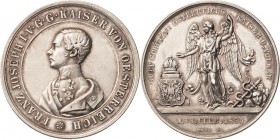 Kaiserreich Österreich
Franz Joseph I. 1848-1916 Silbermedaille 1853 (Johann Roth) Errettung des Kaisers vom Attentat. Brustbild nach links / Schutze...