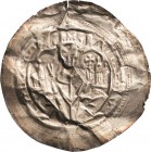 Erfurt - Münzstätte des Erzbistums Mainz
Konrad I. von Wittelsbach 1183-1200 Brakteat. Im Dreipaß auf mit Tierköpfen verziertem Faltstuhl sitzender E...