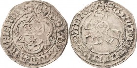 Mainz, Erzbistum
Dietrich I., Schenk zu Erbach 1434-1459 Groschen o.J. (um 1444), Heiligenstadt Mainzer Rad über dem Wappen von Erbach in Dreipass vo...
