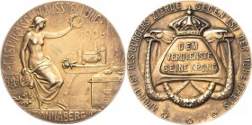 Annaberg
 Vergoldete Silbermedaille 1906 (AWES/Berlin) Preismedaille der gastwirtschaftlichen Ausstellung. Nach rechts sitzende Frauengestalt mit Kra...