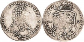 Barby-Grafschaft
Heinrich von Sachsen-Barby 1680-1728 2/3 Taler 1687. Geharnischtes Brustbild mit Halstuch und Umhang nach rechts, HENRIC D G DUX SAX...