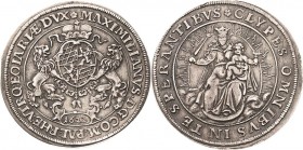 Bayern
Maximilian I., als Herzog 1598-1623 1/2 Taler 1622, München Wappen von 2 Löwen gehalten / Madonna im Strahlenkranz Hahn 61 Beierlein 828 Sehr ...