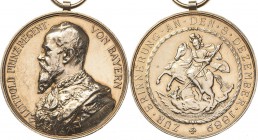 Bayern
Prinzregent Luitpold 1886-1912 Vergoldete Silbermedaille 1889 (A. Scharff/A. Börsch) 50-jähriges Jubiläum der Aufnahme des Prinzregenten in de...