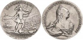 Brandenburg-Preußen
Friedrich II., der Große 1740-1786 Rubelförmige Silbermedaille 1759 (T. Iwanoff) Auf den Sieg über die Preußen in der Schlacht be...