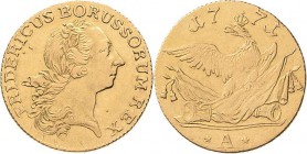 Brandenburg-Preußen
Friedrich II., der Große 1740-1786 Friedrichs d'or 1771, A-Berlin Olding 434 Kluge 111.8 v. Schrötter 382 Friedberg 2406 GOLD. 6....
