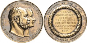 Brandenburg-Preußen
Wilhelm I. 1861-1888 Vergoldete Silbermedaille o.J. (graviert 1917) (E. Weigand) Geschenkmedaille für Mitglieder der Freimaurerlo...
