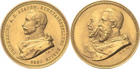Brandenburg-Preußen
Wilhelm II. 1888-1918 Goldmedaille 1888 (O. Schultz/H. Hoffmeister) Auf die Akademische Kunstausstellung in Berlin. Uniformiertes...