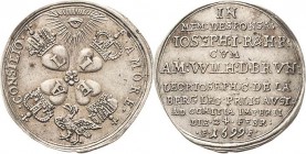 Braunschweig-Calenberg-Hannover
Georg Ludwig 1698-1727 Silbermedaille 1699. Auf die Verlobung seiner Cousine Wilhelmine Amalie mit dem Kronprinzen Jo...