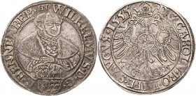Henneberg, Grafschaft
Wilhelm V. von Henneberg-Schleusingen 1480-1559 Taler 1555, HN-Schleusingen Mit Titel Karl V Heus 103 a Schulten 1155 Davenport...