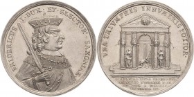 Leipzig
 Silbermedaille 1709 (unsigniert) 300-Jahrfeier der Universität. Brustbild Friedrich der Streitbare mit Schwert nach rechts / In einem 4-säul...