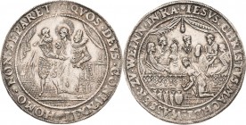 Lübeck-Stadt
 Breiter Schautaler o.J. (1580/1582). Hochzeitstaler. Jesus Christus segnet ein reich gekleidetes Brautpaar, QVOS DEVS CONIVNXIT HOMO NO...