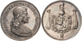 Lübeck-Stadt
 Silbermedaille 1685 (unsigniert) Auf den Bürgermeister Heinrich Kirchring. Brustbild des Bürgermeisters nach rechts / Wappen mit Helmzi...