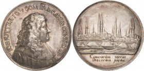 Lübeck-Stadt
 Silbermedaille o.J. (1669/1700). Auf den Bürgermeister Johann Ritter. Brustbild des Bürgermeisters nach rechts / Stadtansicht von Weste...