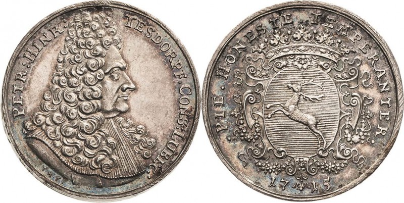 Lübeck-Stadt
 Silbermedaille 1715 (IHF) Auf den Bürgermeister Heinrich Tesdorpf...