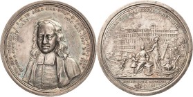 Lübeck-Stadt
 Silbermedaille 1727 (Vestner) Auf den Tod von August Hermann Francke. Brustbild im Predigergewand von vorn / Ansicht der Franckeschen S...