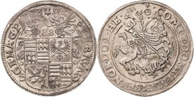 Mansfeld-vorderortische Linie zu Friedeburg
Peter Ernst I., Bruno II., Gebhard VIII. und Johann Georg IV., 1587-1601 Taler 1588, BM-Eisleben Tornau 5...