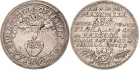 Reuss-Jüngere Linie - Schleiz
Heinrich I. 1640-1692 Doppelgroschen 1678, Schleiz Auf den Tod seiner zweiten Gemahlin, Maximiliane von Hardegg. 9 Zeil...