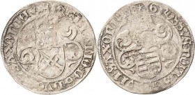Sachsen-Kurlinie ab 1486 bis 1547 (Ernestiner)
Friedrich III., Albrecht und Johann 1486-1500 Zinsgroschen 1498, 6-strahliger Stern/5-strahliger Stern...