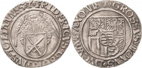 Sachsen-Kurlinie ab 1486 bis 1547 (Ernestiner)
Friedrich III., Georg und Johann 1500-1507 Engelsgroschen (Schreckenberger) o.J. beiderseits T-Buchhol...