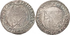 Sachsen-Kurlinie ab 1486 bis 1547 (Ernestiner)
Friedrich III., Johann und Georg 1507-1525 Engelsgroschen (Schreckenberger) o. J. beiderseits 6-strahl...