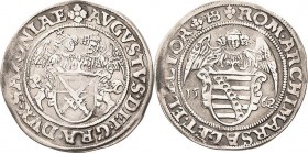 Sachsen-Kurlinie ab 1547 (Albertiner)
August 1553-1586 Engelsgroschen (Schreckenberger) 1562, HB-Dresden Mit gerade angeordneter Jahreszahl Keilitz/K...