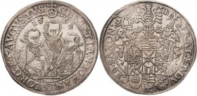 Sachsen-Kurlinie ab 1547 (Albertiner)
Christian II., Johann Georg I. und August 1591-1611 Taler 1594, HB-Dresden Keilitz/Kahnt 186 Schnee 754 Davenpo...