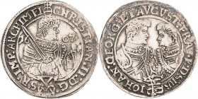 Sachsen-Kurlinie ab 1547 (Albertiner)
Christian II., Johann Georg I. und August 1591-1611 1/4 Taler 1607, HR-Dresden Keilitz/Kahnt 253 Kohl 109 Sehr ...