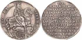 Sachsen-Kurlinie ab 1547 (Albertiner)
Johann Georg II. 1656-1680 Taler 1657, Eichel-Dresden Vikariat. DEO am Schweif des Pferdes C/K 491 Schnee 904 D...