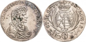 Sachsen-Kurlinie ab 1547 (Albertiner)
Johann Georg II. 1656-1680 2/3 Taler 1677, CR-Dresden Av-Umschrift ohne DG C/K 406 Kohl 227 Davenport 805 Selte...