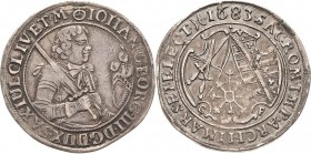 Sachsen-Kurlinie ab 1547 (Albertiner)
Johann Georg III. 1680-1691 1/4 Taler 1683, CF-Dresden C/K 602 Kohl 287 Sehr selten. Henkelspur, sehr schön+