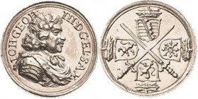 Sachsen-Kurlinie ab 1547 (Albertiner)
Johann Georg III. 1680-1691 Kleine Silbermedaille o.J. (1688) (Omeis) Auf den Feldzug gegen Frankreich. Brustbi...
