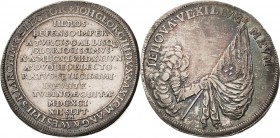 Sachsen-Kurlinie ab 1547 (Albertiner)
Johann Georg III. 1680-1691 Taler 1691, IK-Dresden Auf seinen Tod C/K 629 Schnee 971 Davenport 7643 Sehr schön+...