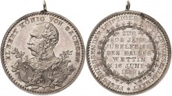 Sachsen-Kurlinie ab 1547 (Albertiner)
Albert 1873-1902 Silbermedaille 1889 (Oertel) 800 Jahre Haus Wettin und Festschiessen der Leipziger Schützenges...