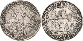 Sachsen-Altenburg 1603-1672
Johann Philipp, Friedrich, Johann Wilhelm, Friedrich Wilhelm II. 1603-1625 Taler 1622, WA-Saalfeld Av-Legende endet ET RD...